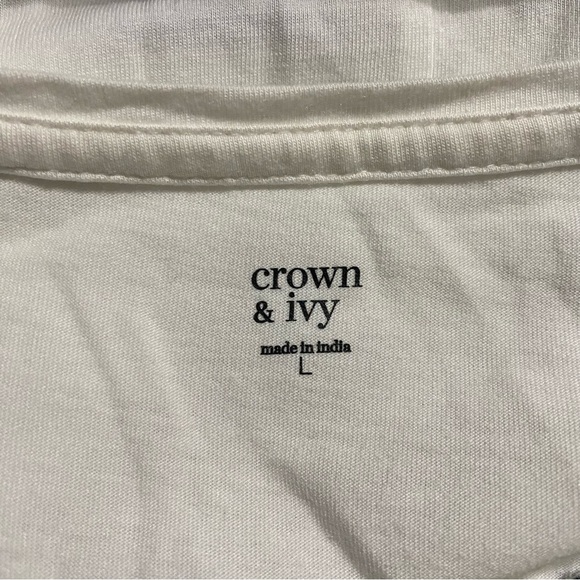 Crown & Ivy White Blue Green Aztec Embroidered Sleeveless Top - Picture 5 of 5